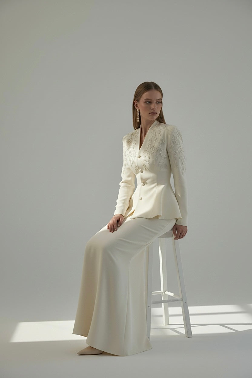 Maison Signature Suit - Tailored Embroidered Blazer & skirt