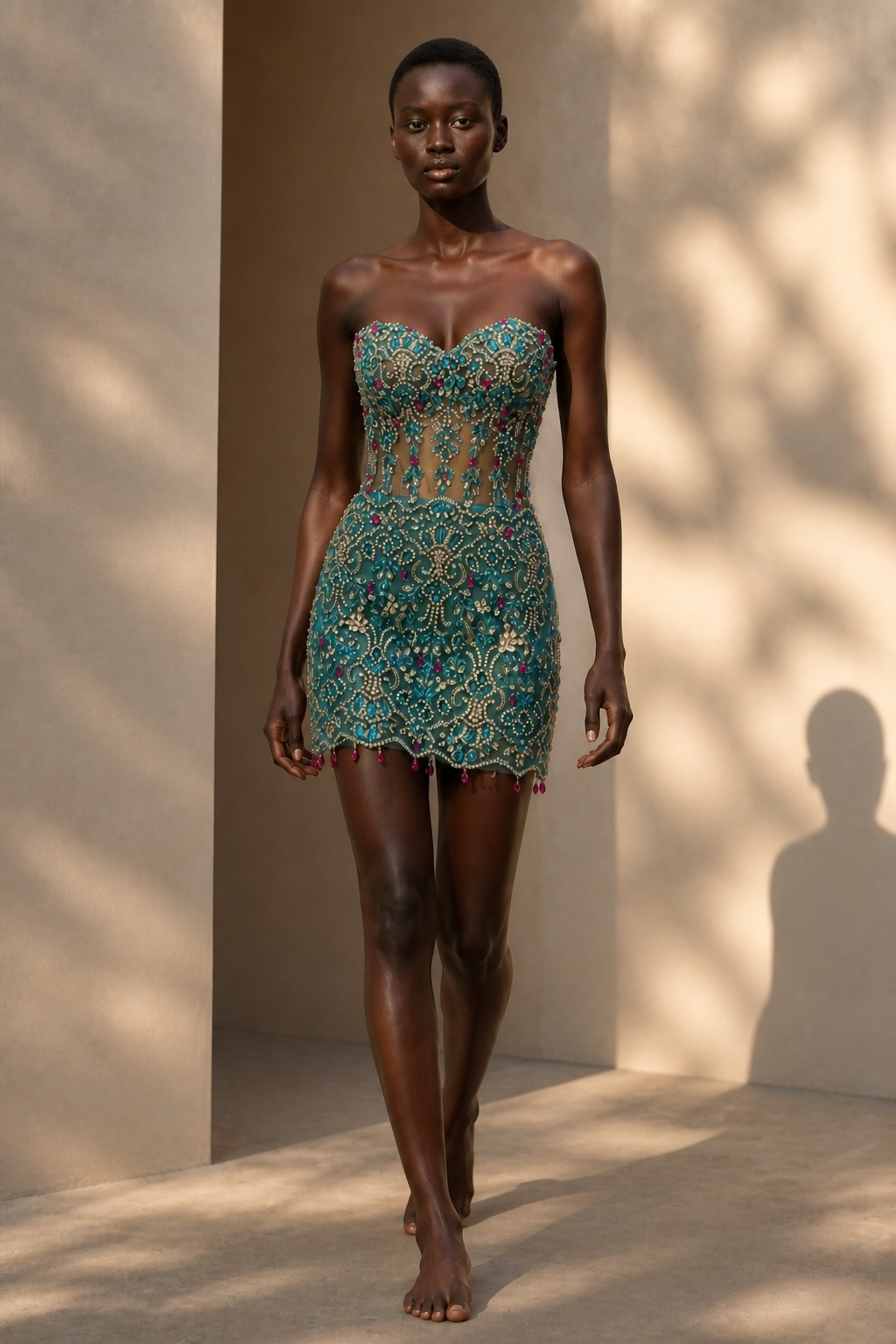 A Turquoise Crystal - handcrafted Haute Couture