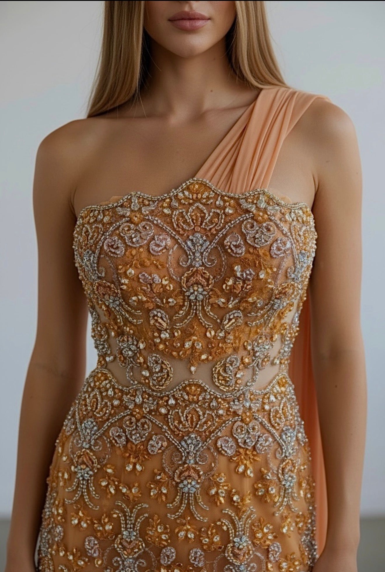 A orange crystal - handcrafted Haute Couture