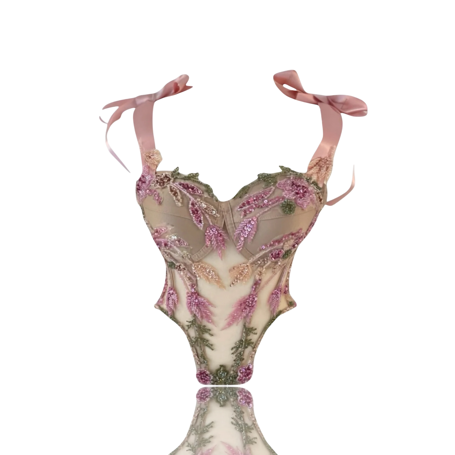 Corset Flower de Luxe – Couture with LaceUp Back and Delicate Tulle