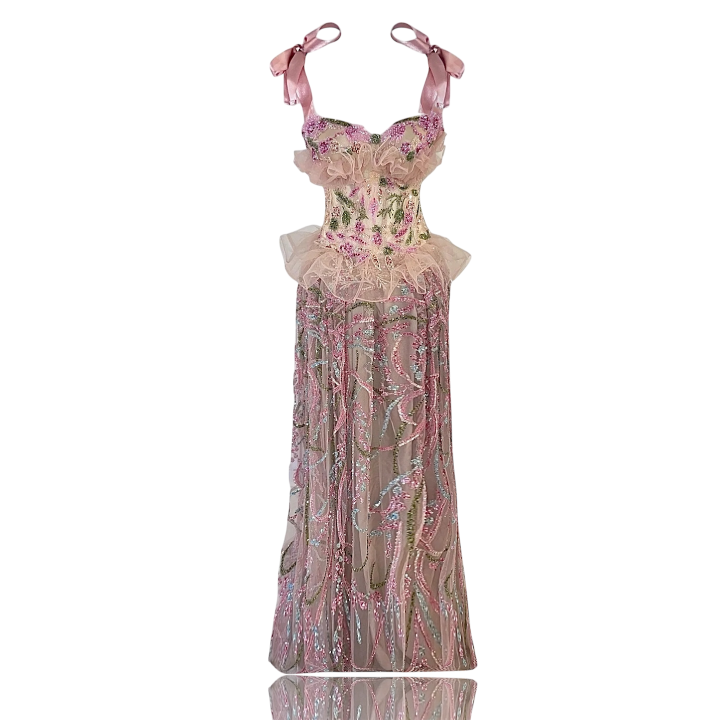 Élie Rose – Couture Evening Gown with Embroidered Tulle & Satin