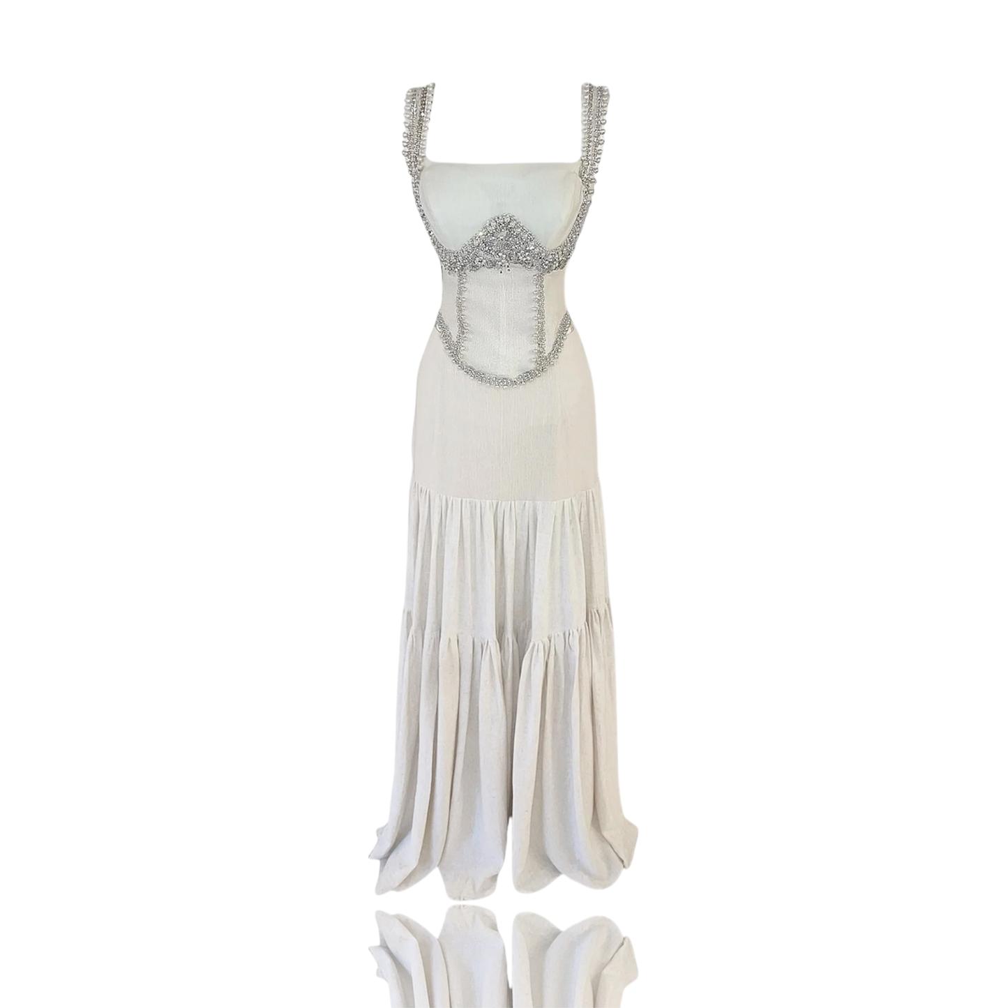Éclat de Lin – Linen Two-Piece Set with Corset & Flared Skirt