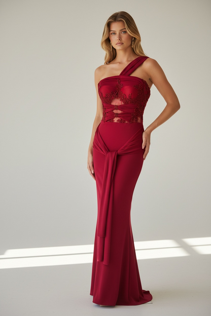 A Rouge Dress – Lace Corset & Jersey Maxi Skirt