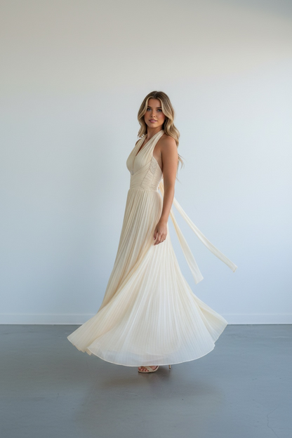 A Élise Draped Chiffon Gown
