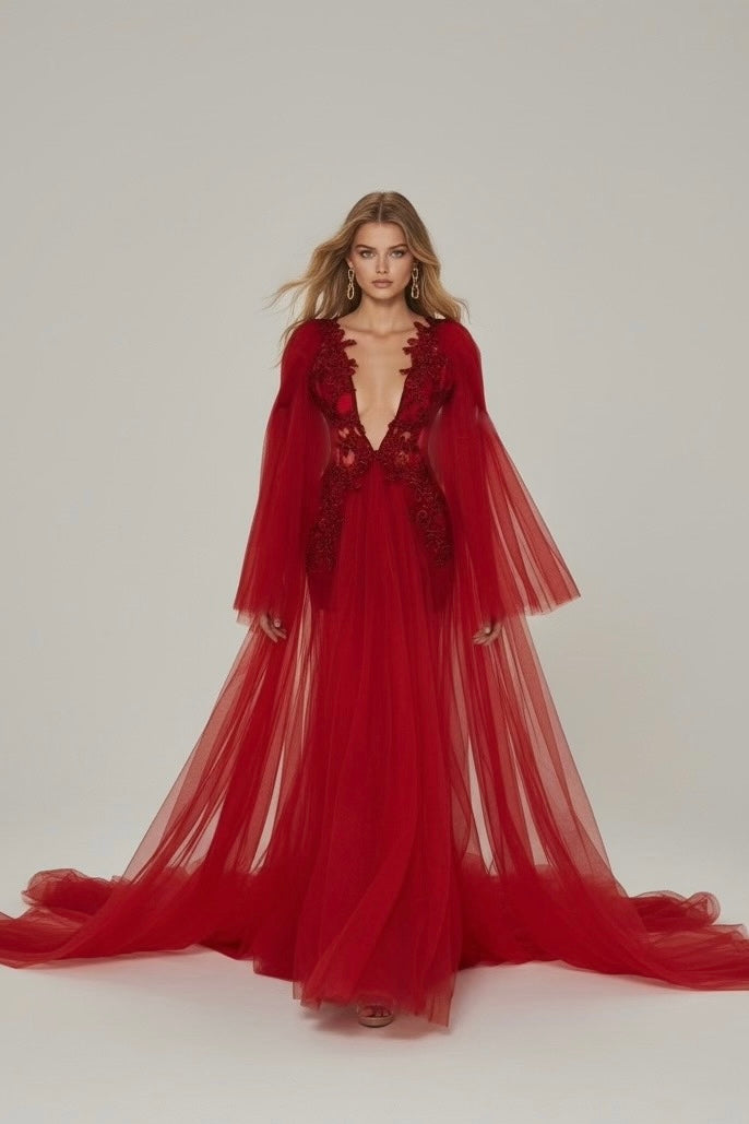 Rouge Haute Couture Gown
Hand-Embroidered Masterpiece