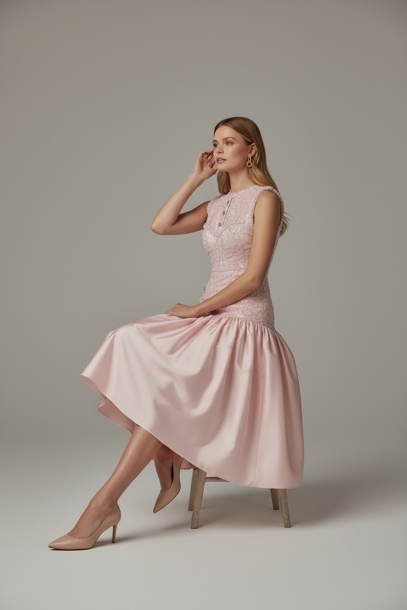 Aurélise – Luxury Evening Gown with Hand-Embroidered Detail and Flared Silhouette