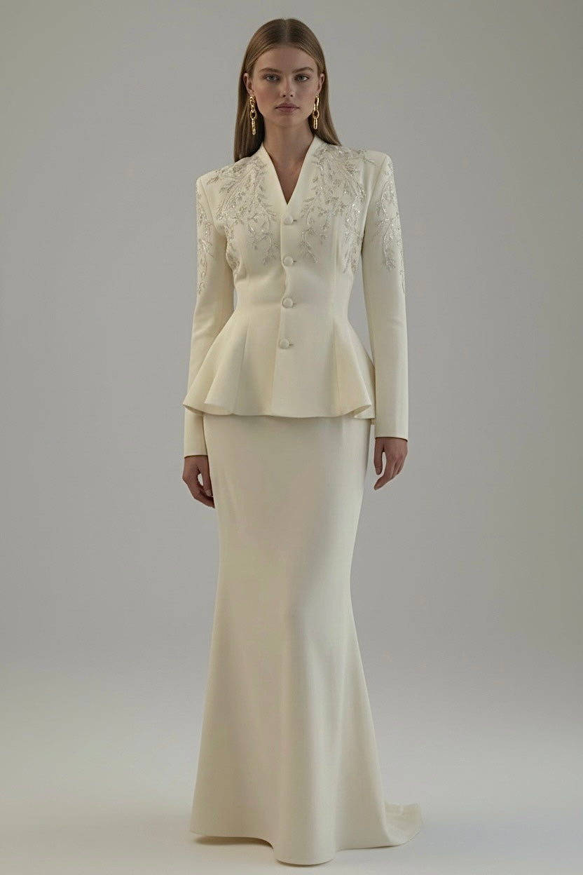 Maison Signature Suit - Tailored Embroidered Blazer & skirt