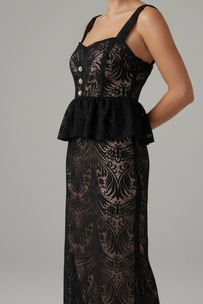 L’Obscure Elegance Lace Two-Piece Set with Corset & Flared Skirt