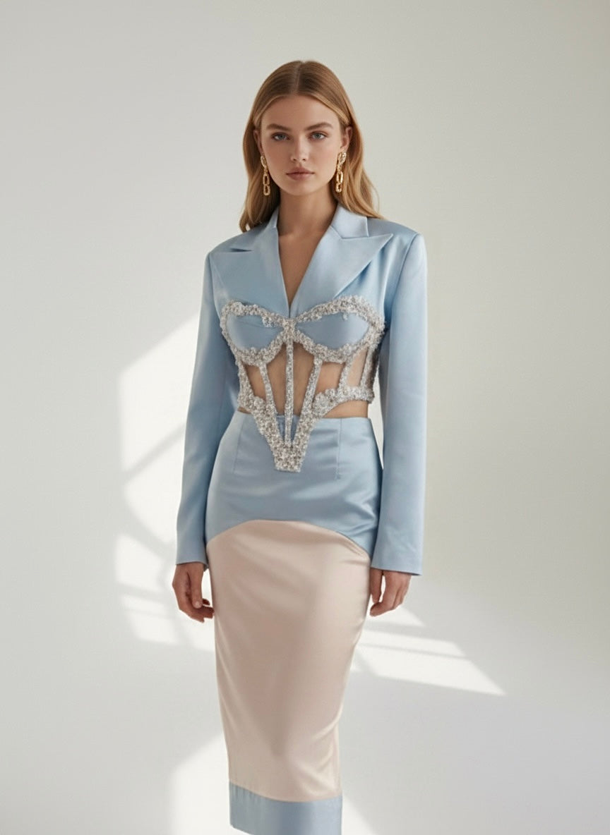 Rosé Royale Corset Blazer Set