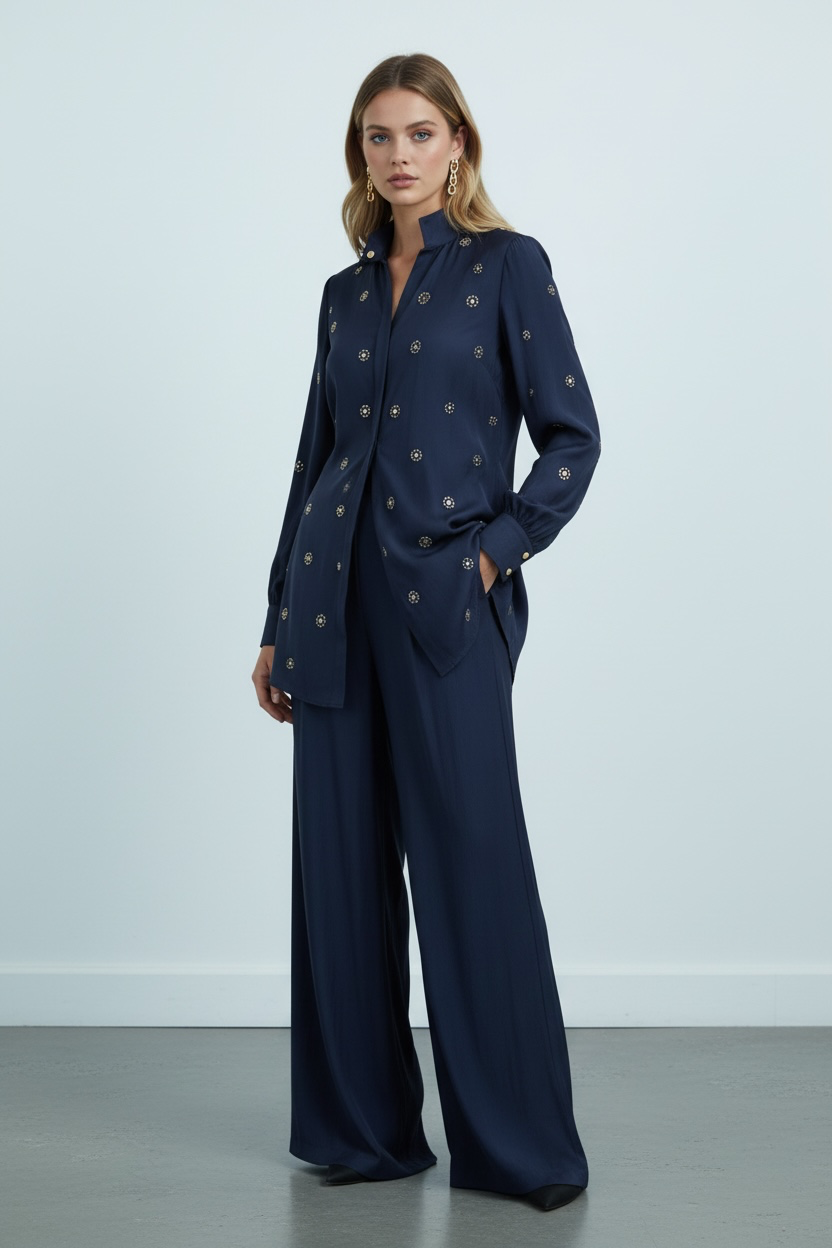 Maison Étoile-Midnight Navy Embellished Couture Set