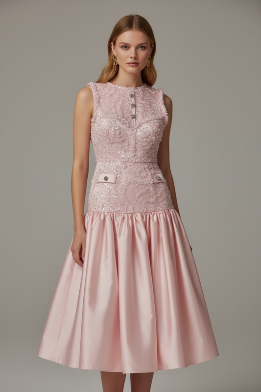 Aurélise – Luxury Evening Gown with Hand-Embroidered Detail and Flared Silhouette