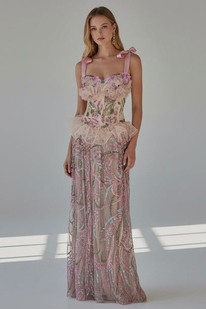Élie Rose – Couture Evening Gown with Embroidered Tulle & Satin