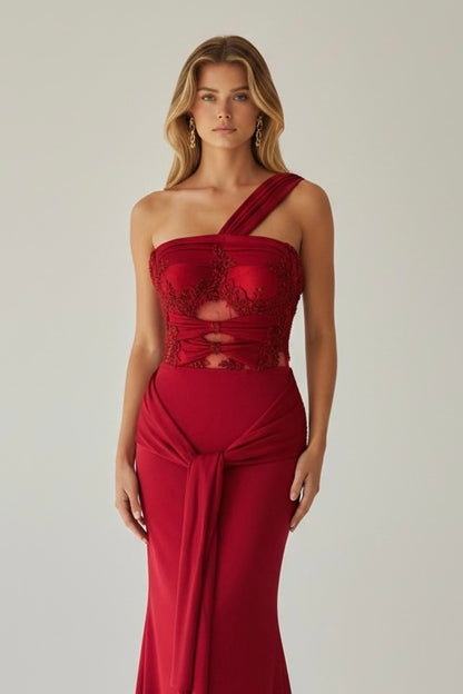 A Rouge Dress – Lace Corset & Jersey Maxi Skirt