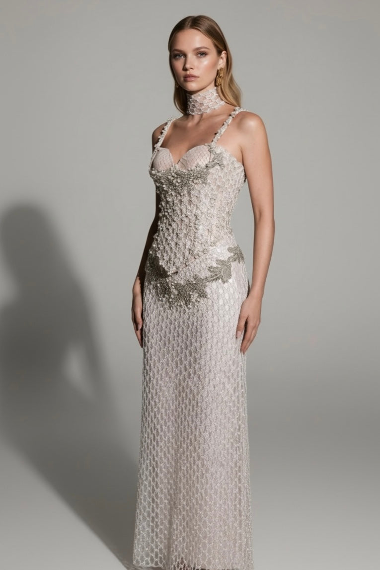 A Maison Two piece Set – Embellished Corset & Fitted Long Skirt