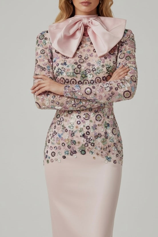 Auréa – Couture Evening Dress with Structured Corset and Satin Bow