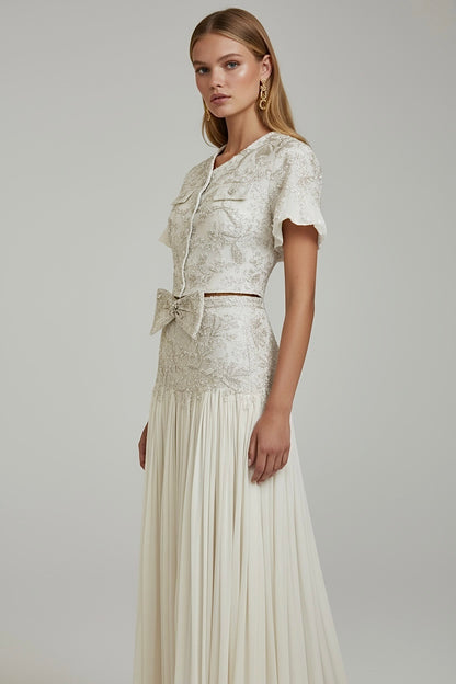 d’Ioire Set – Hand-Embroidered Two-Piece Blazer & Skirt Ensemble