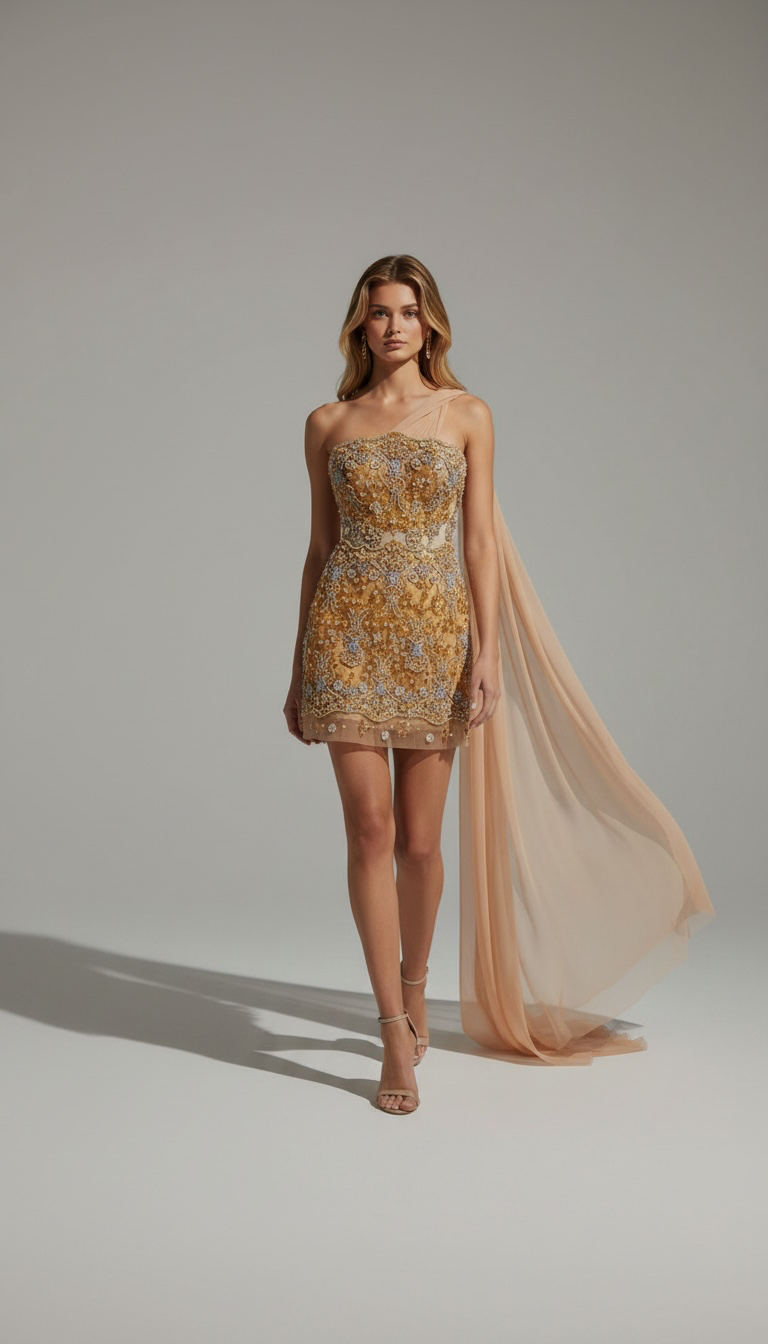 A orange crystal - handcrafted Haute Couture