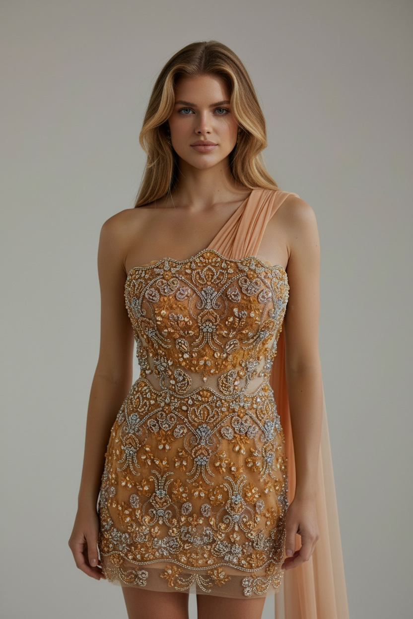 A orange crystal - handcrafted Haute Couture