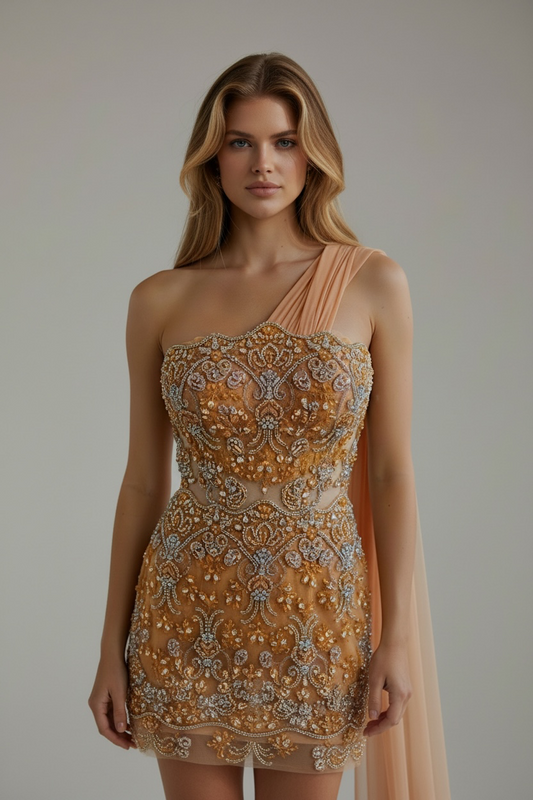 A orange crystal - handcrafted Haute Couture