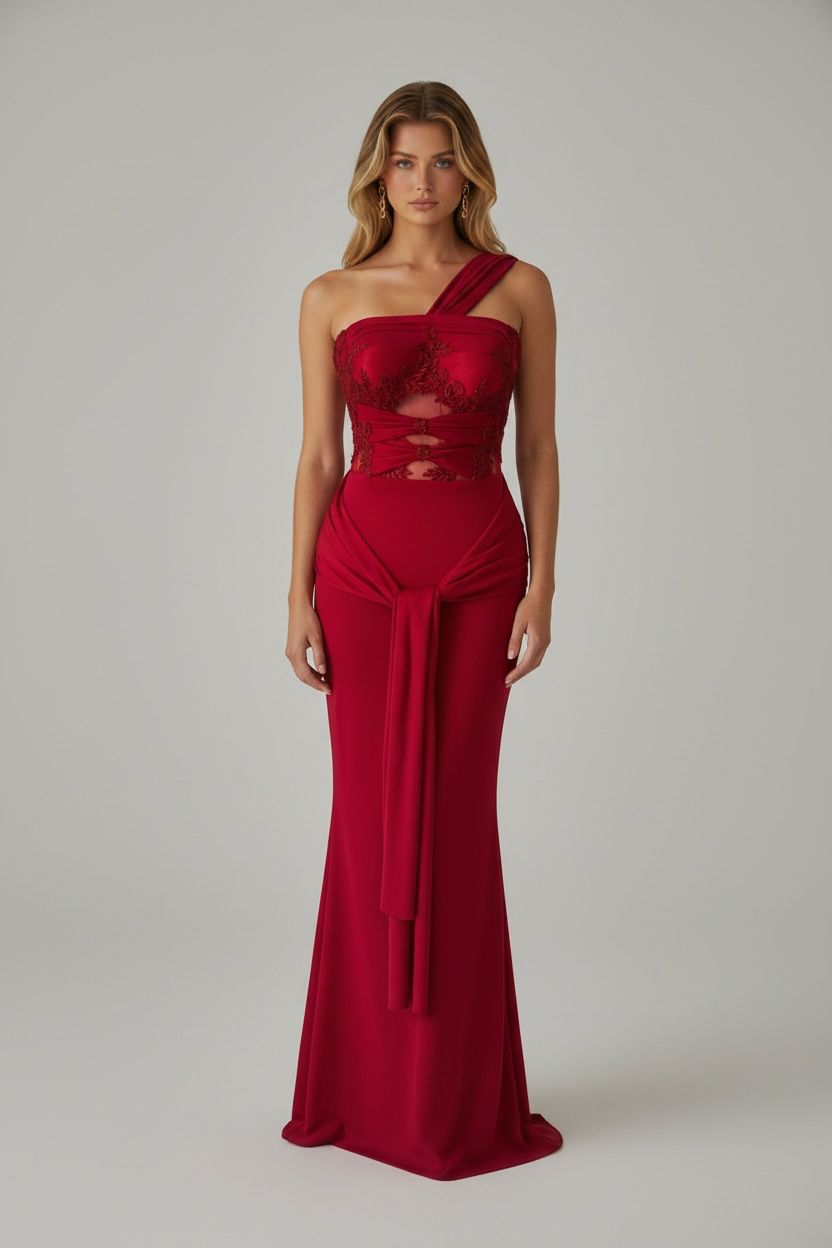 A Rouge Dress – Lace Corset & Jersey Maxi Skirt