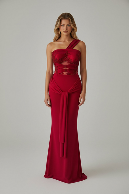 A Rouge Dress – Lace Corset & Jersey Maxi Skirt