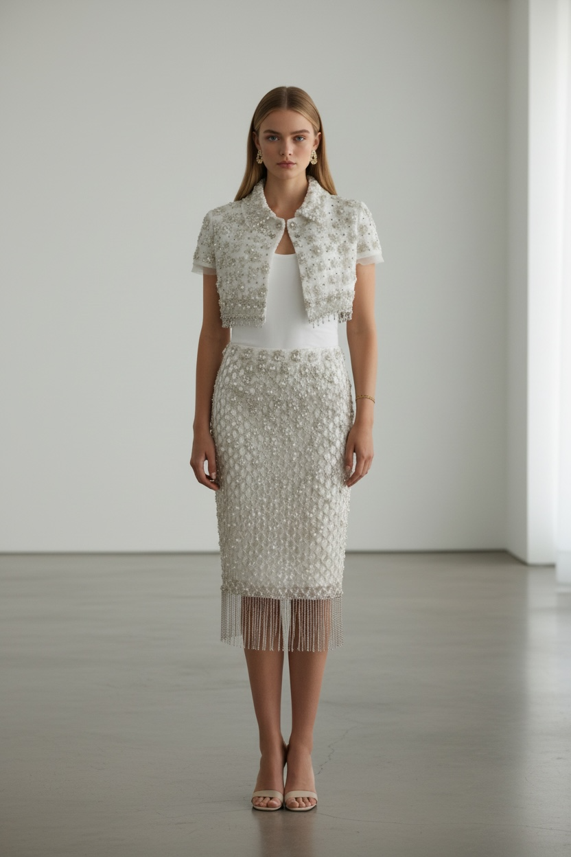 Élise Blanc” – Couture Two-Piece Set