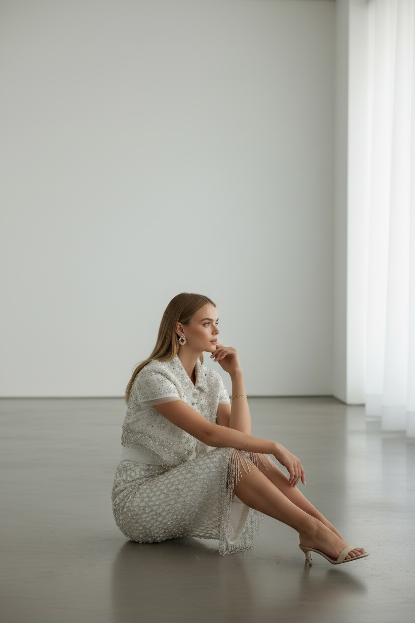Élise Blanc” – Couture Two-Piece Set