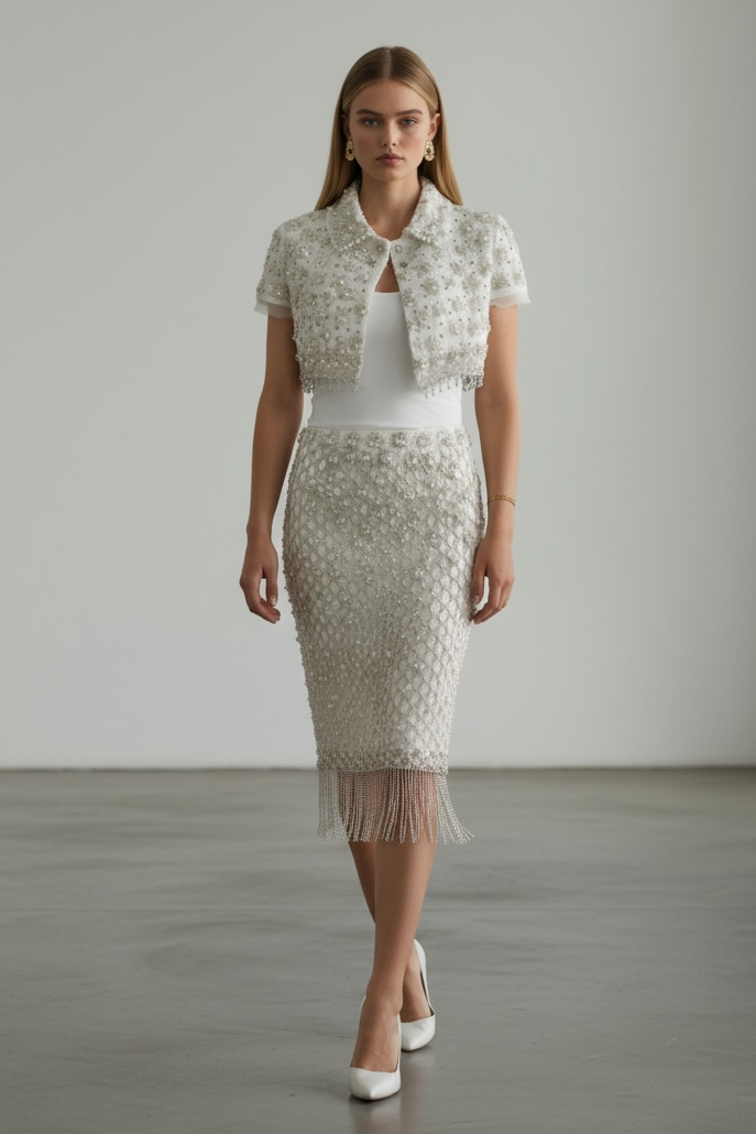 Élise Blanc” – Couture Two-Piece Set