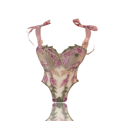 Corset Flower de Luxe – Couture with LaceUp Back and Delicate Tulle