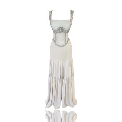 Éclat de Lin – Linen Two-Piece Set with Corset & Flared Skirt